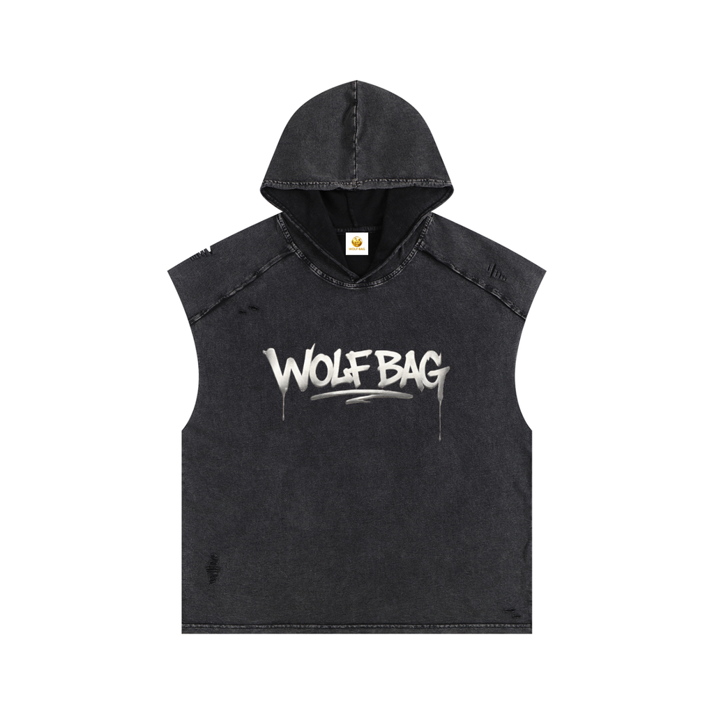 Snow Washed Boxy Hooded Tank Top