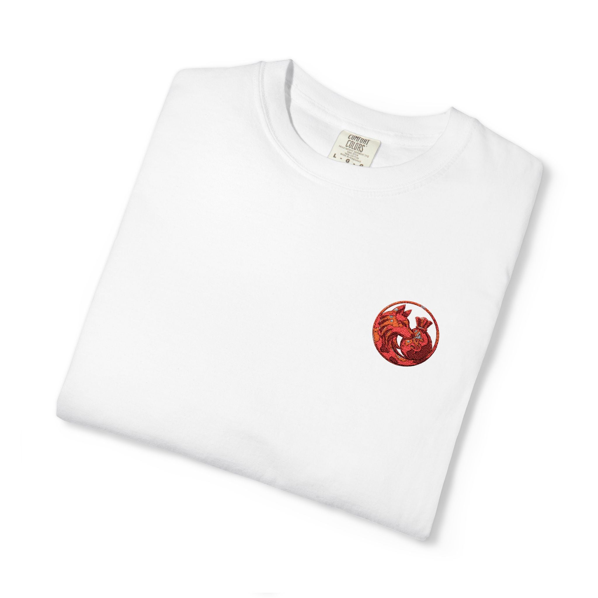 T-Shirt — Small Red Chest Print, Romantic Casual Tee