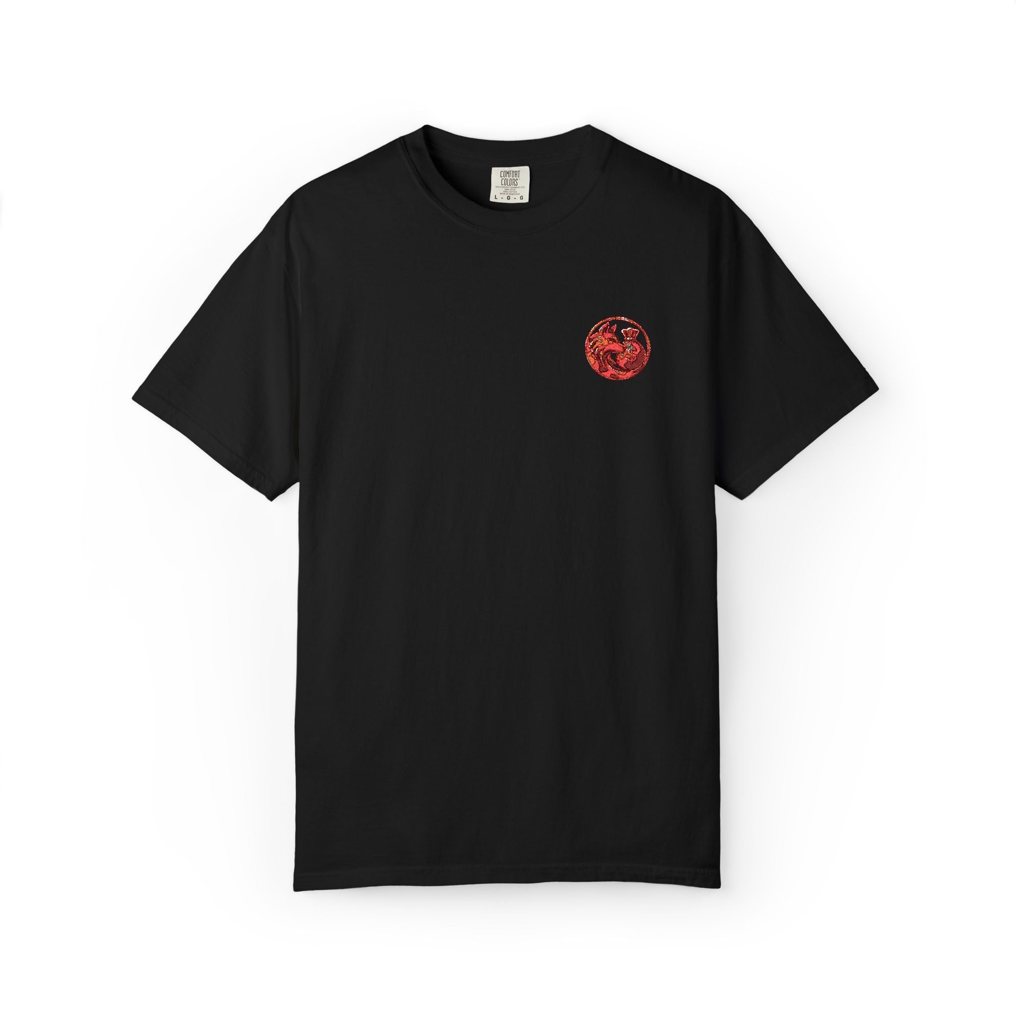 T-Shirt — Small Red Chest Print, Romantic Casual Tee