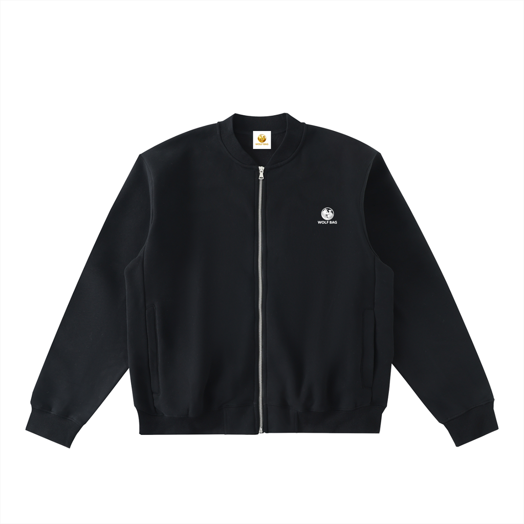 Essential Zip-Up Fleeced Varsity Jacket
