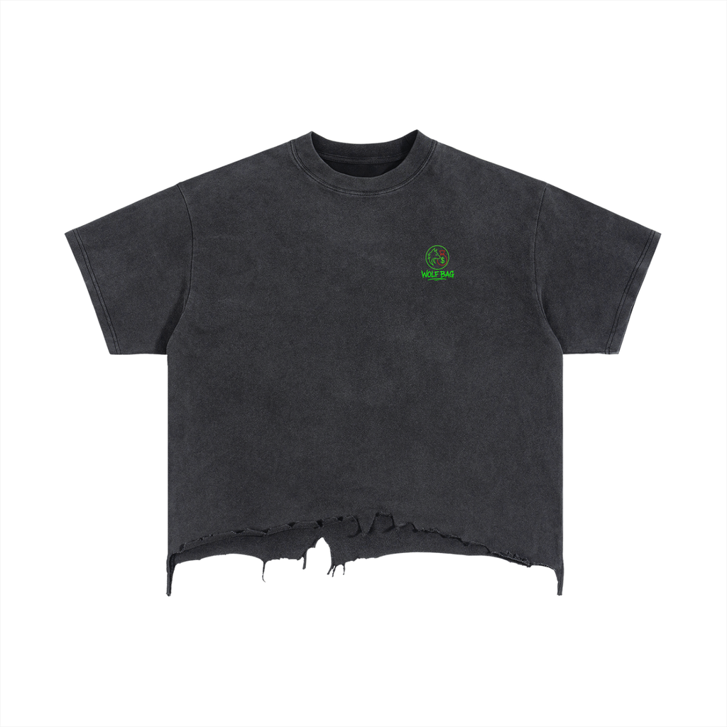 Vintage Wash Boxy Distressed Hem T-Shirt