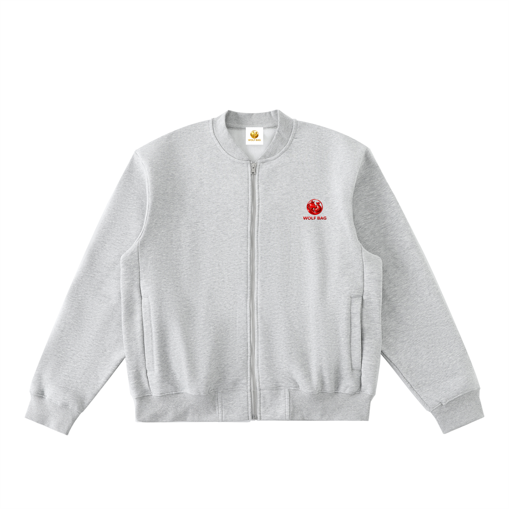 Essential Zip-Up Fleeced Varsity Jacket