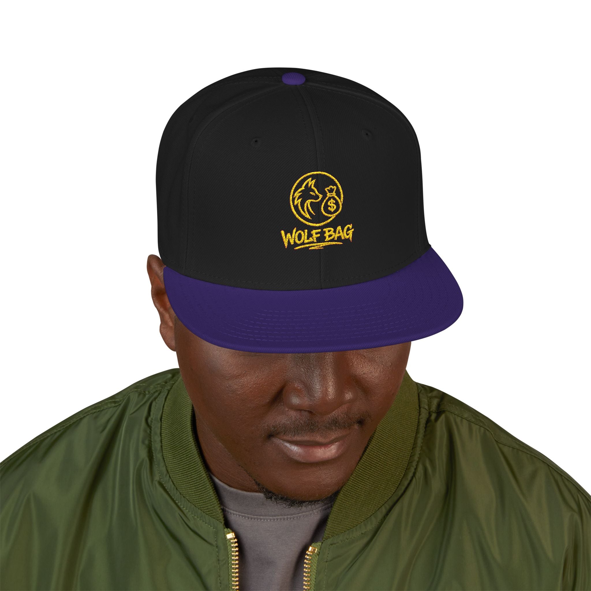 Embroidered Ram Crest Snapback Hat — Adjustable Two-Tone Streetwear Cap