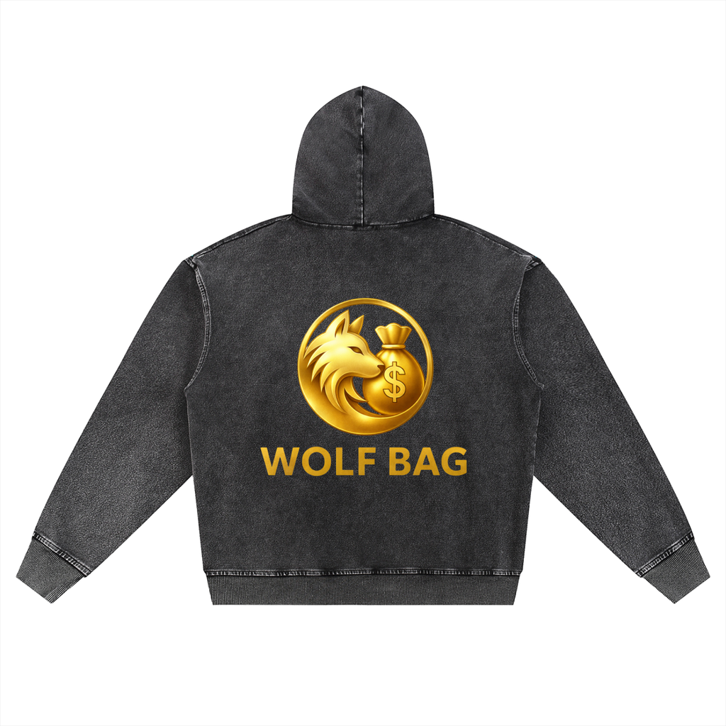 Snow Wash Oversized Zip-Up Hoodie