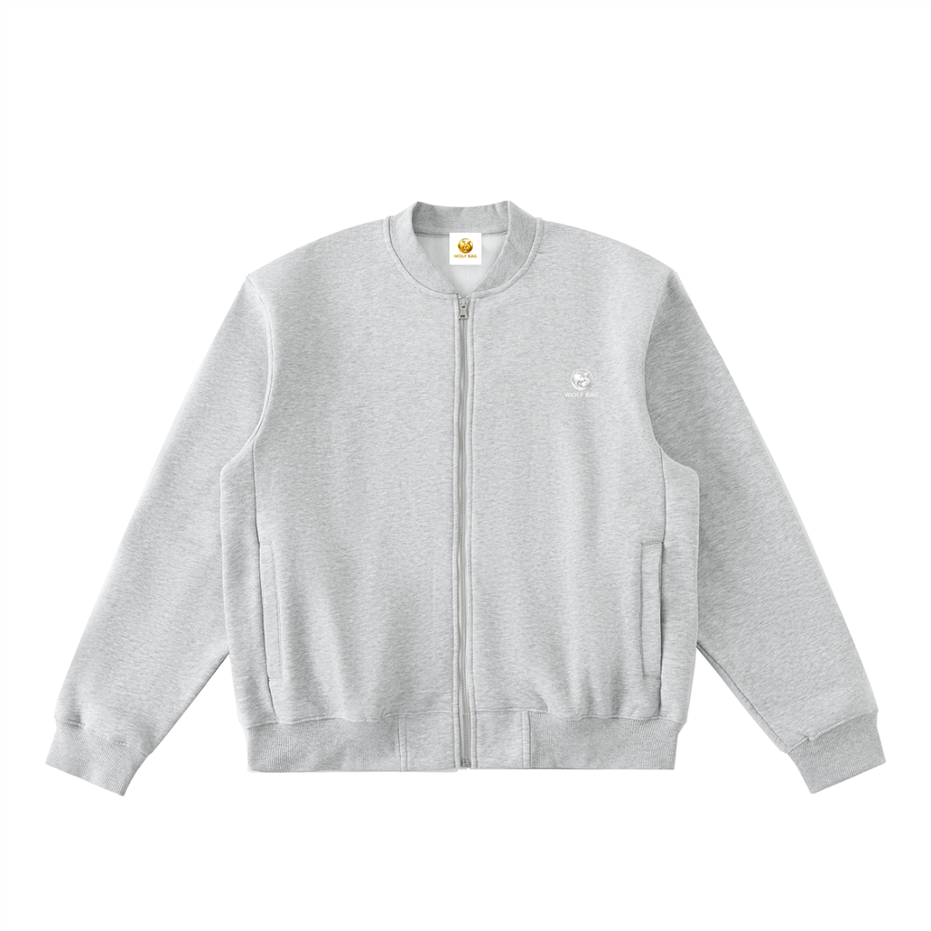 Essential Zip-Up Fleeced Varsity Jacket