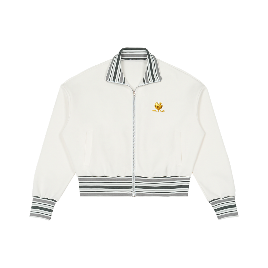 Striped Rib Collar Zip Jacket