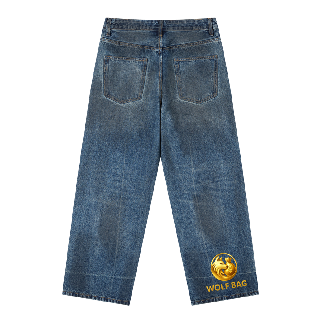 Vintage Wash Baggy Denim Jeans