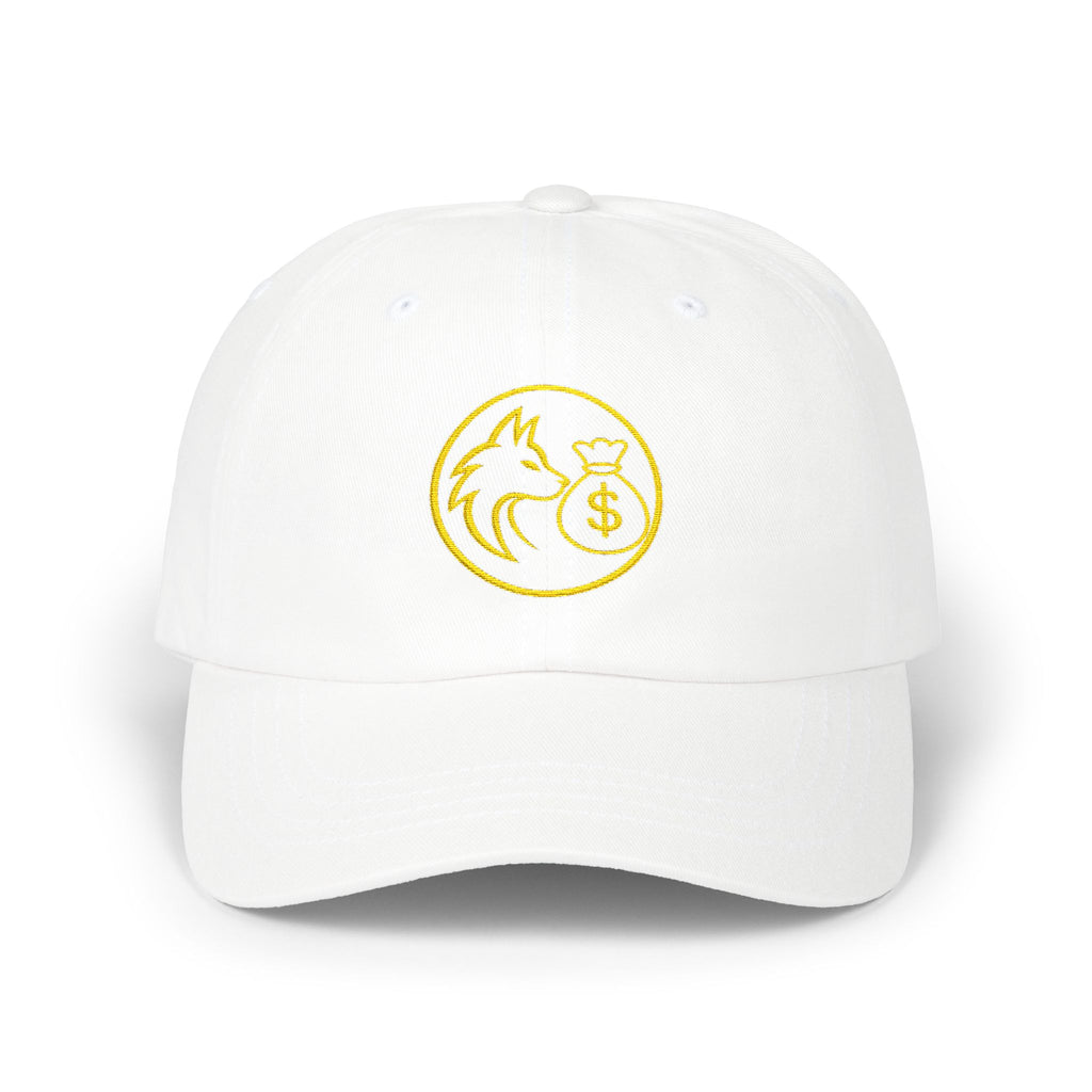 Dad Cap — Gold Wolf & Coin Embroidered Baseball Hat