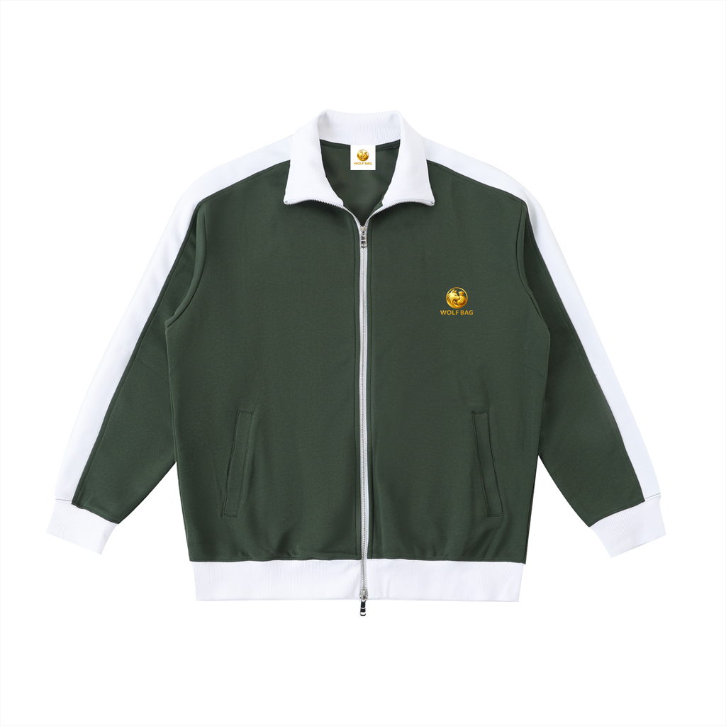 Contrast Trim Stand Collar Jacket