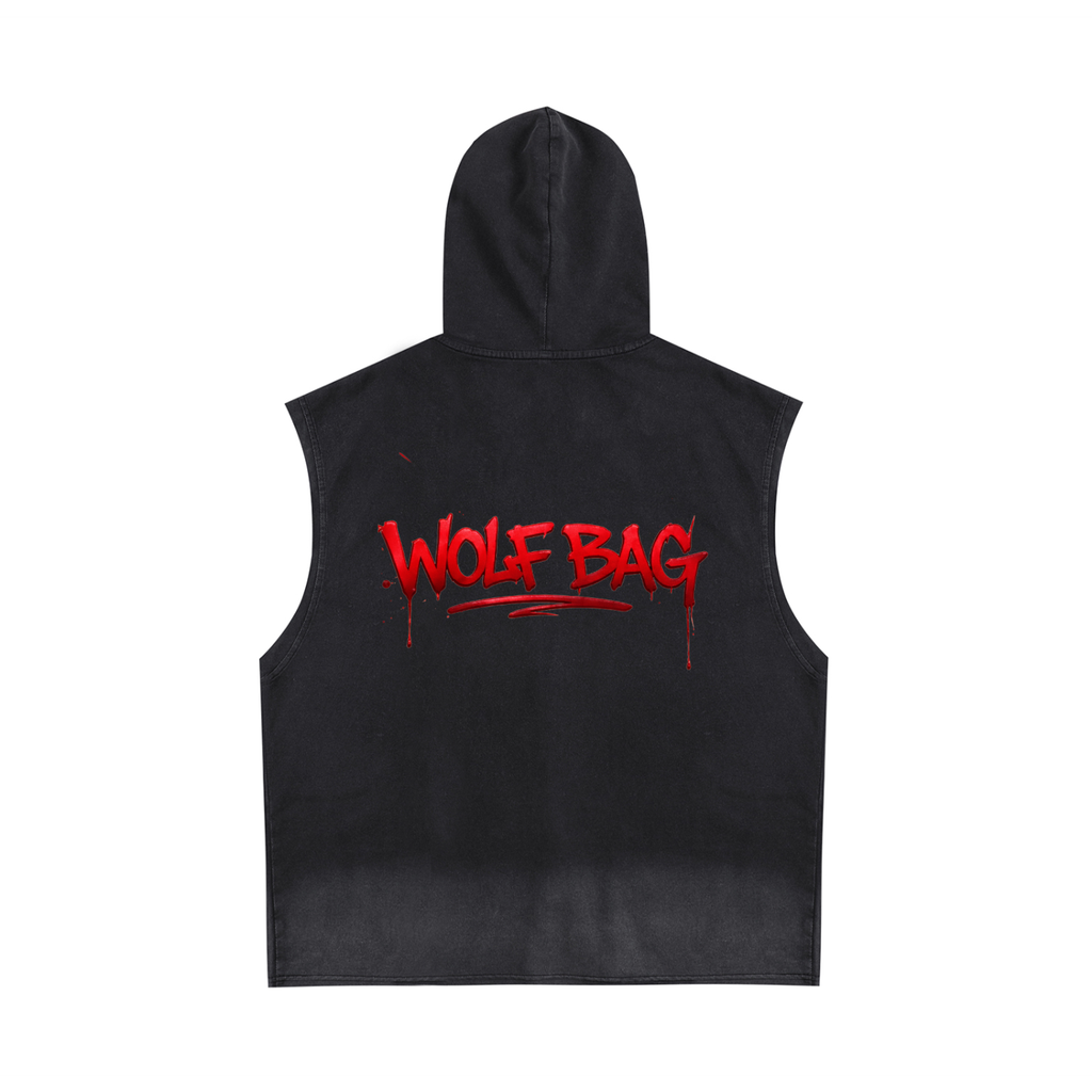 Vintage Washed Zip-Up Hooded Tank Top