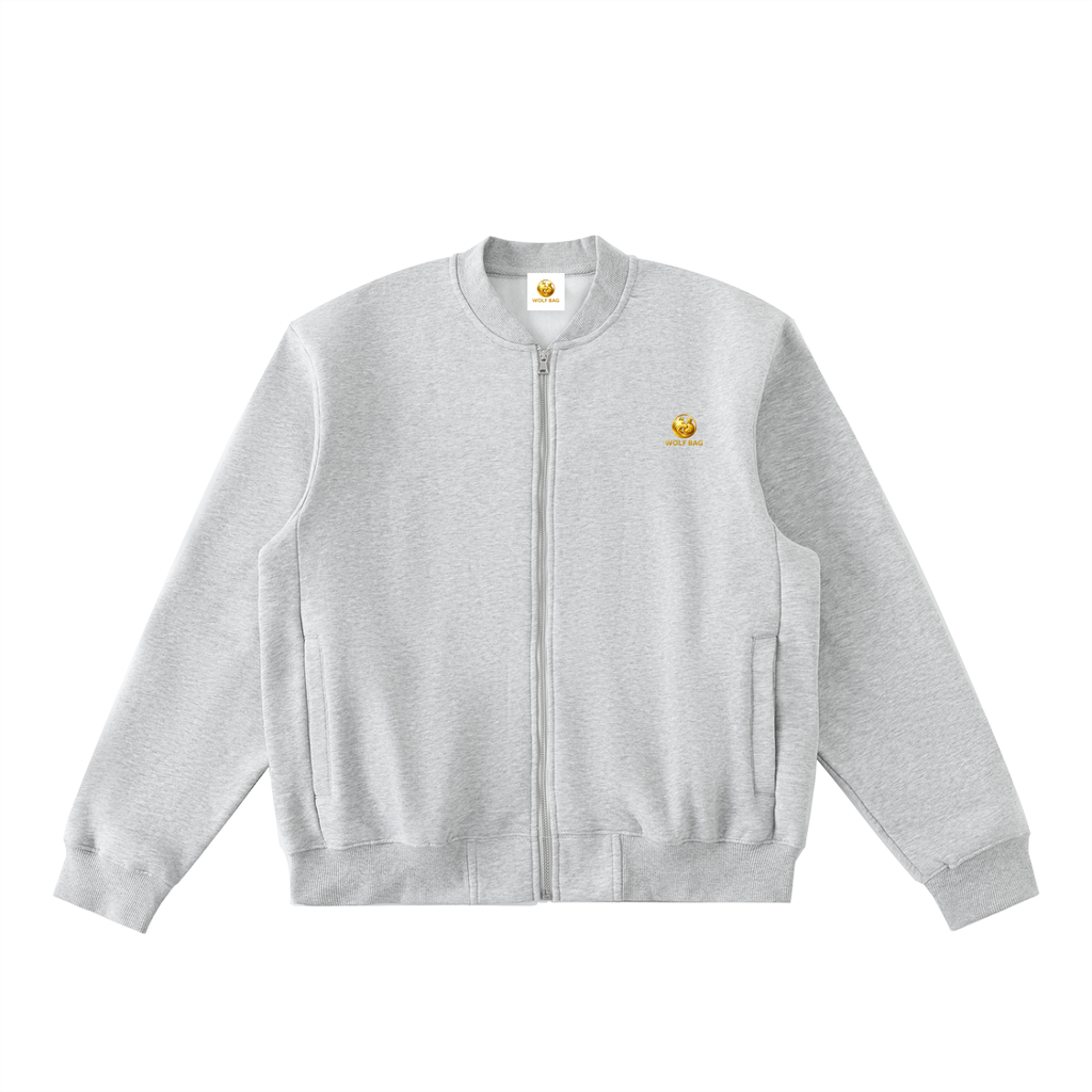 Essential Zip-Up Fleeced Varsity Jacket
