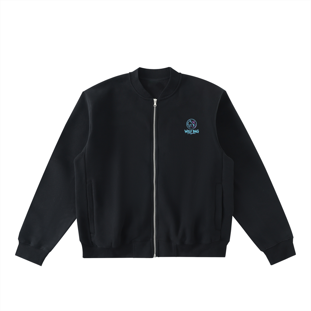 Essential Zip-Up Fleeced Varsity Jacket
