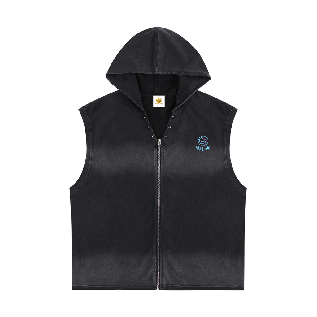 Vintage Washed Zip-Up Hooded Tank Top