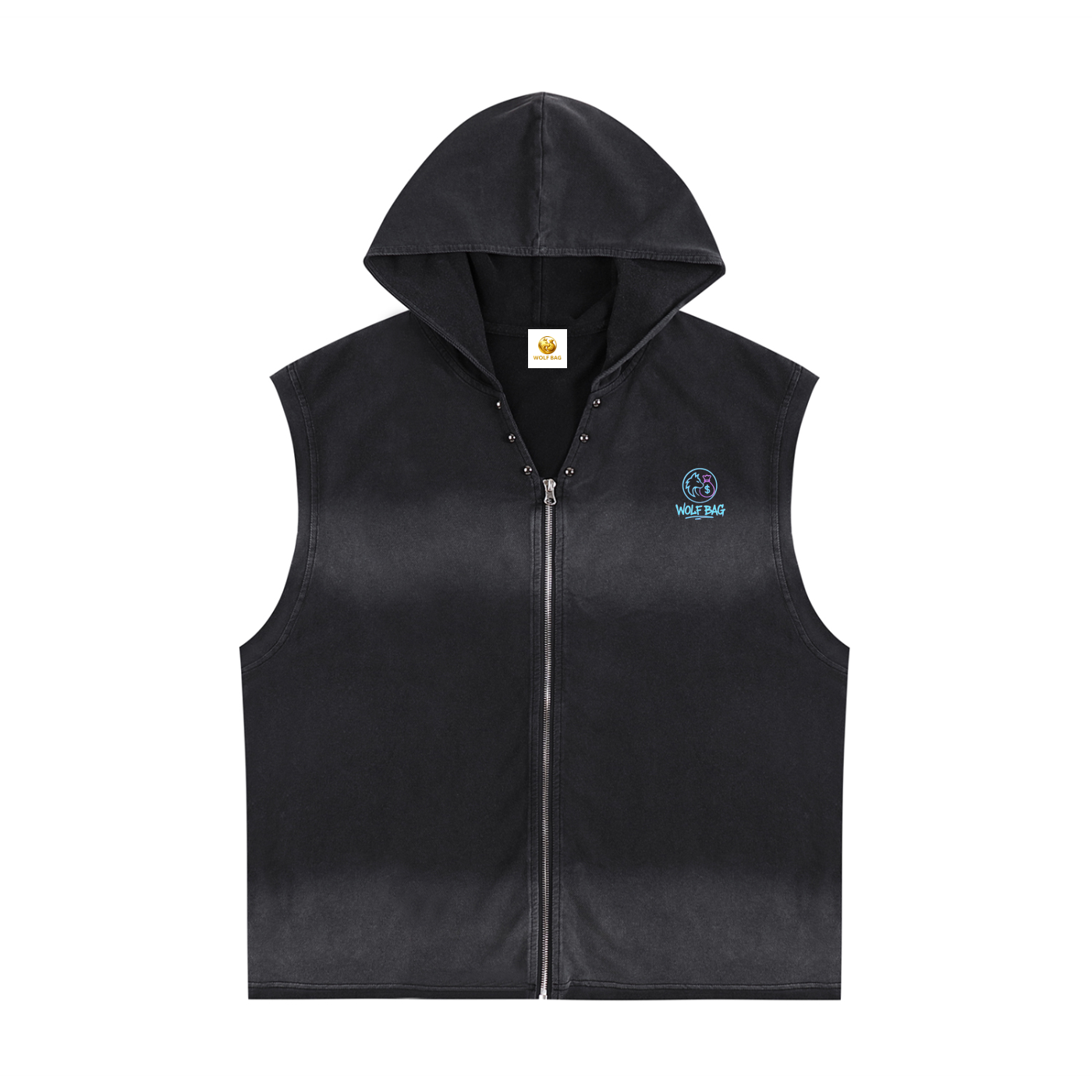 Vintage Washed Zip-Up Hooded Tank Top