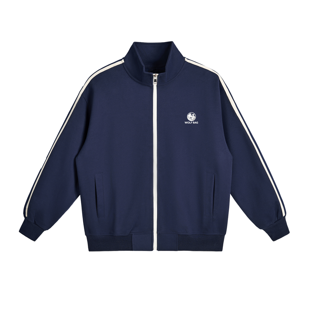 Contrast Side-Stripe Stand Collar  Jacket