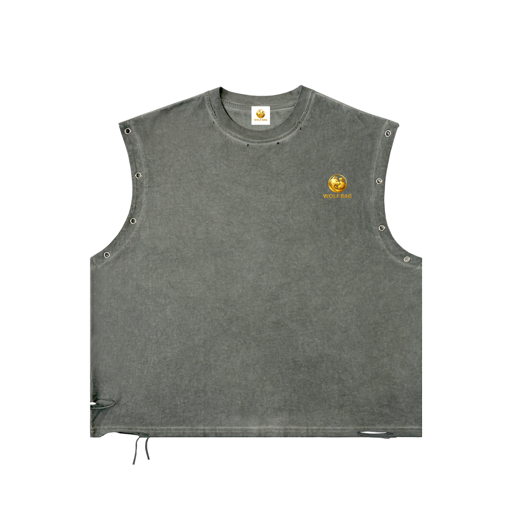 Distressed Grommet Eyelet Tank Top