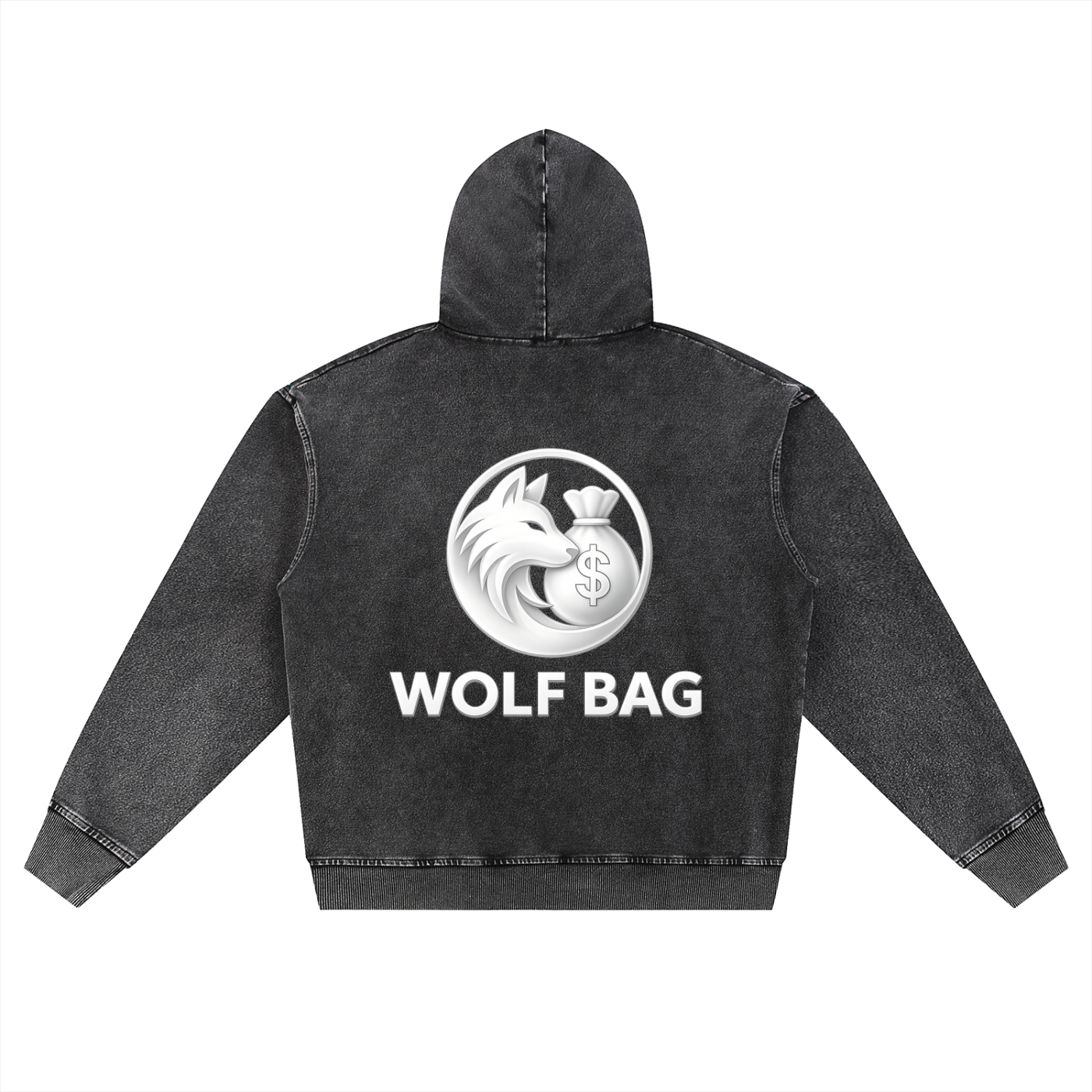 Snow Wash Oversized Zip-Up Hoodie