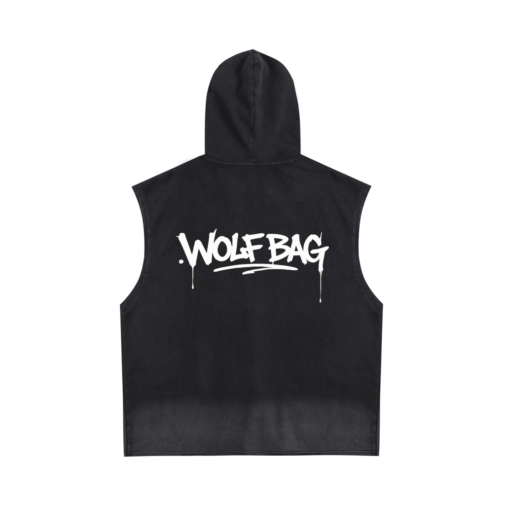 Vintage Washed Zip-Up Hooded Tank Top