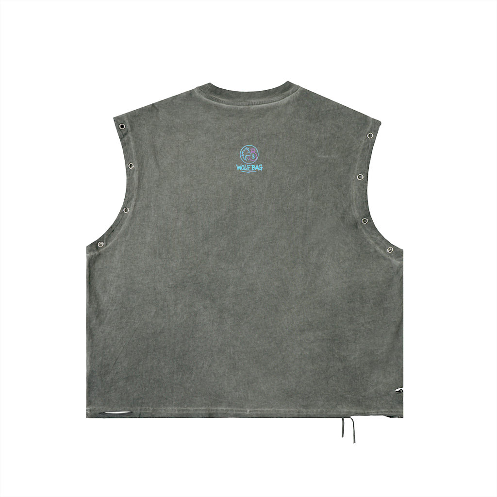 Distressed Grommet Eyelet Tank Top