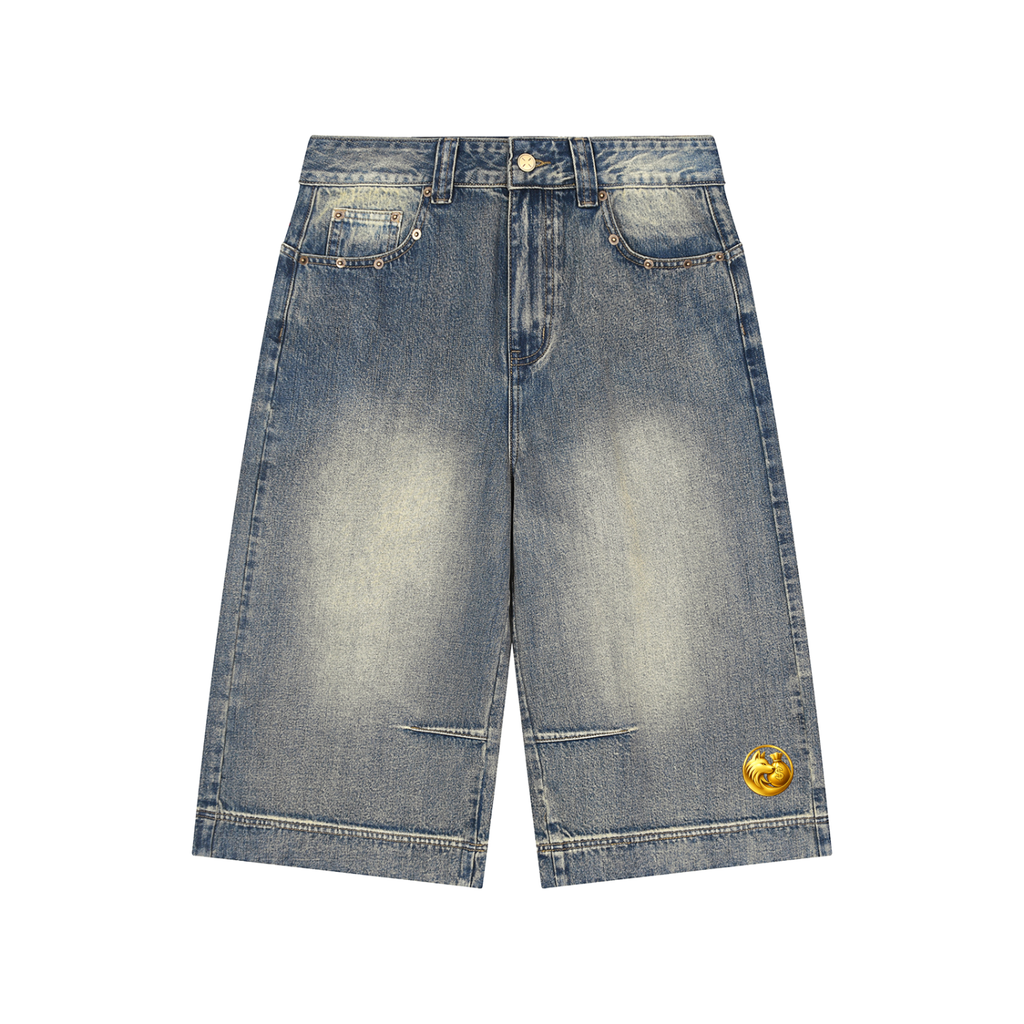 Vintage Wash Baggy Denim Shorts