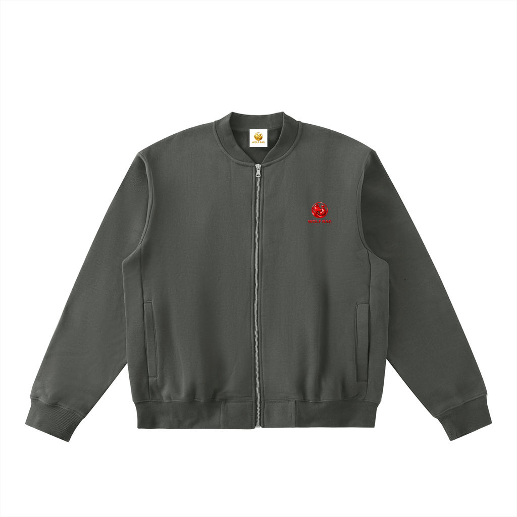 Essential Zip-Up Fleeced Varsity Jacket