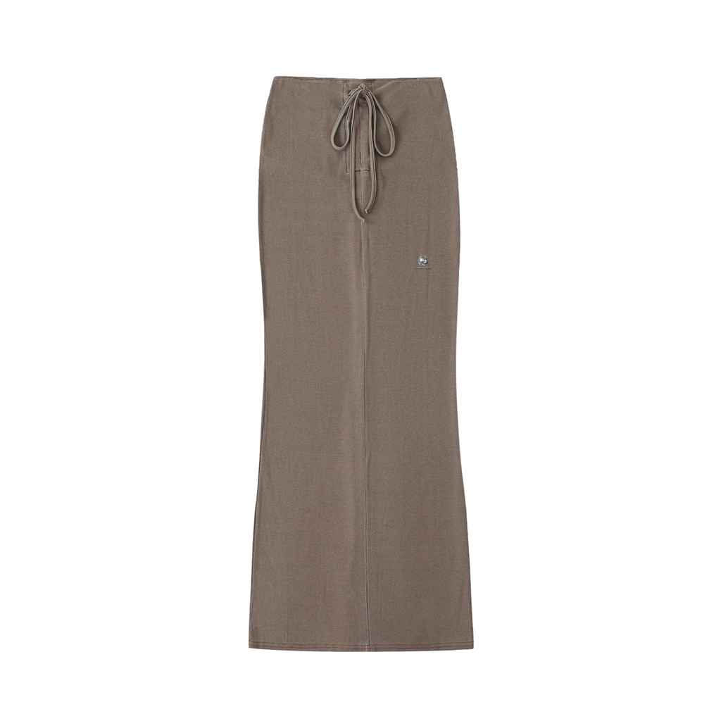 Dyed Washed Drawstring Maxi Skirt
