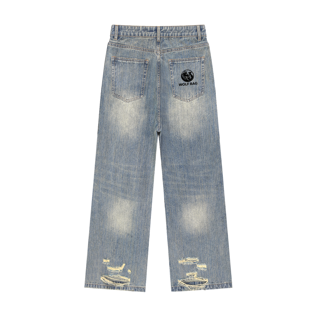 Vintage Wash Distressed Denim Jeans