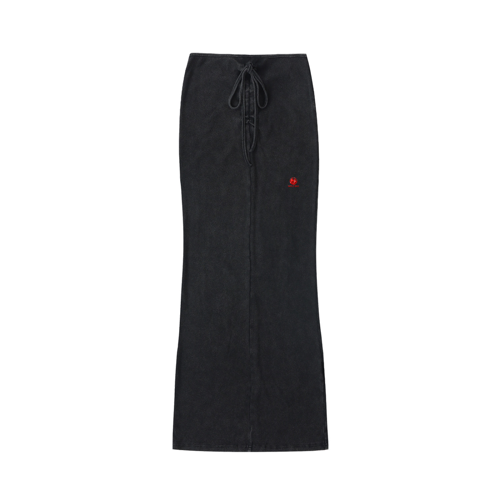 Dyed Washed Drawstring Maxi Skirt