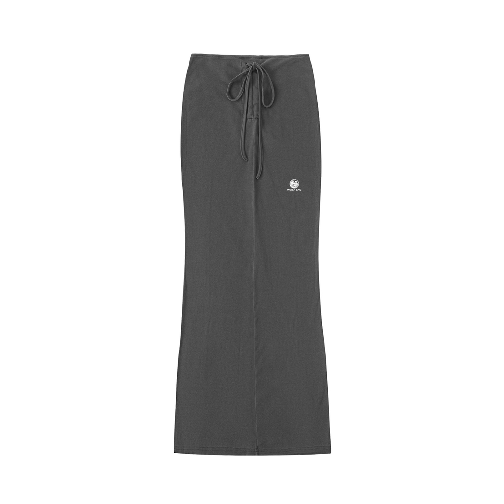 Dyed Washed Drawstring Maxi Skirt