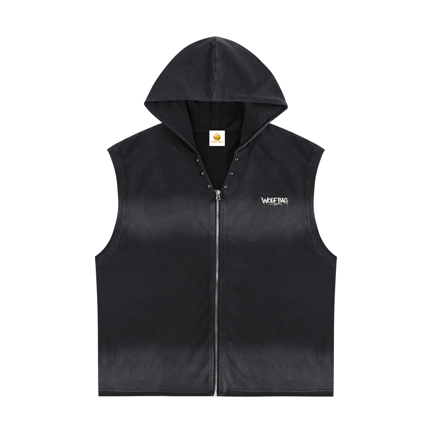 Vintage Washed Zip-Up Hooded Tank Top