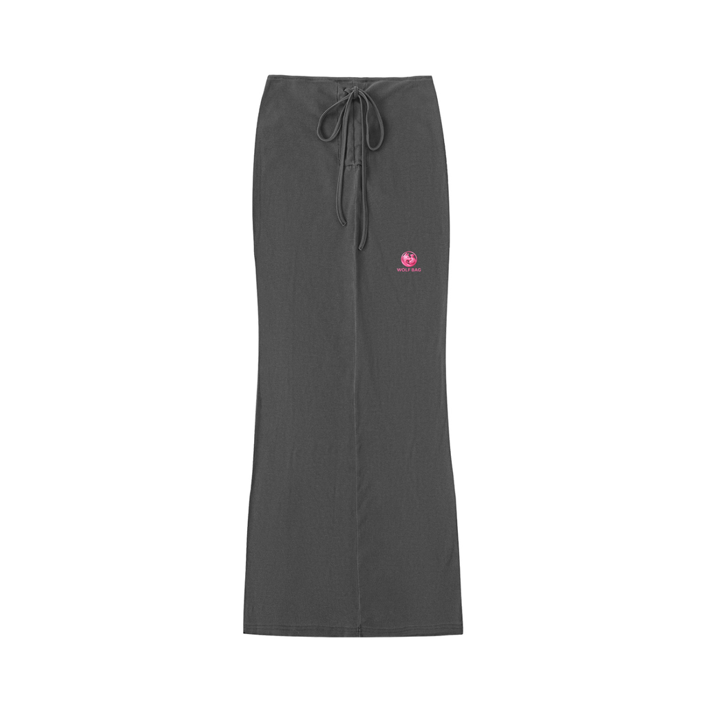 Dyed Washed Drawstring Maxi Skirt