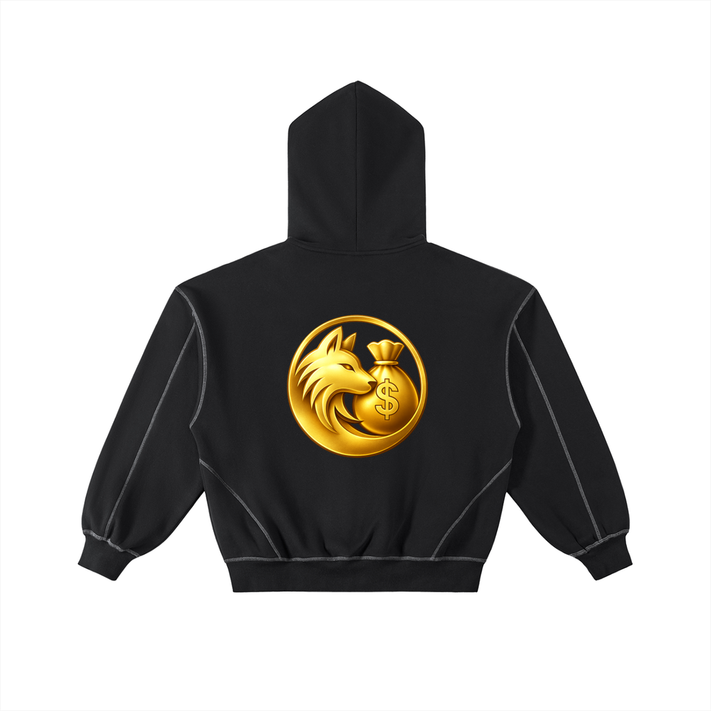 Contrast-Stitched Boxy Fleece Zip Hoodie