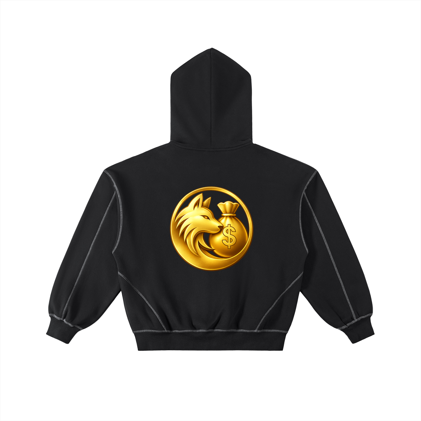 Contrast-Stitched Boxy Fleece Zip Hoodie