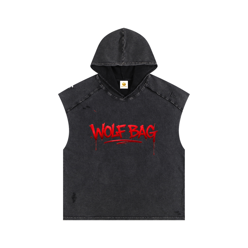 Snow Washed Boxy Hooded Tank Top
