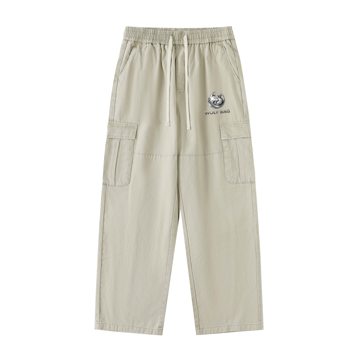 Drawstring Waist Straight-Leg Cargo Pants
