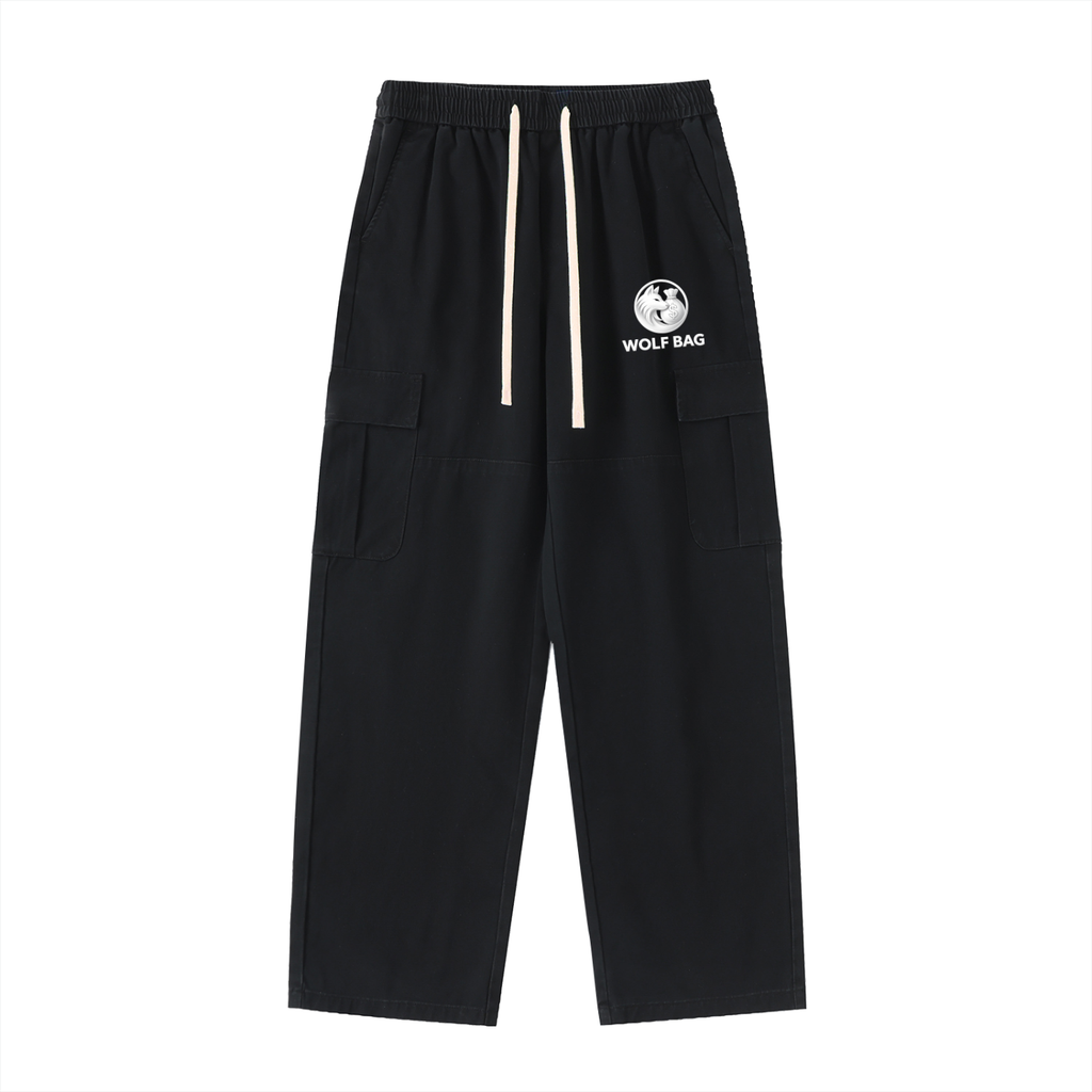 Drawstring Waist Straight-Leg Cargo Pants