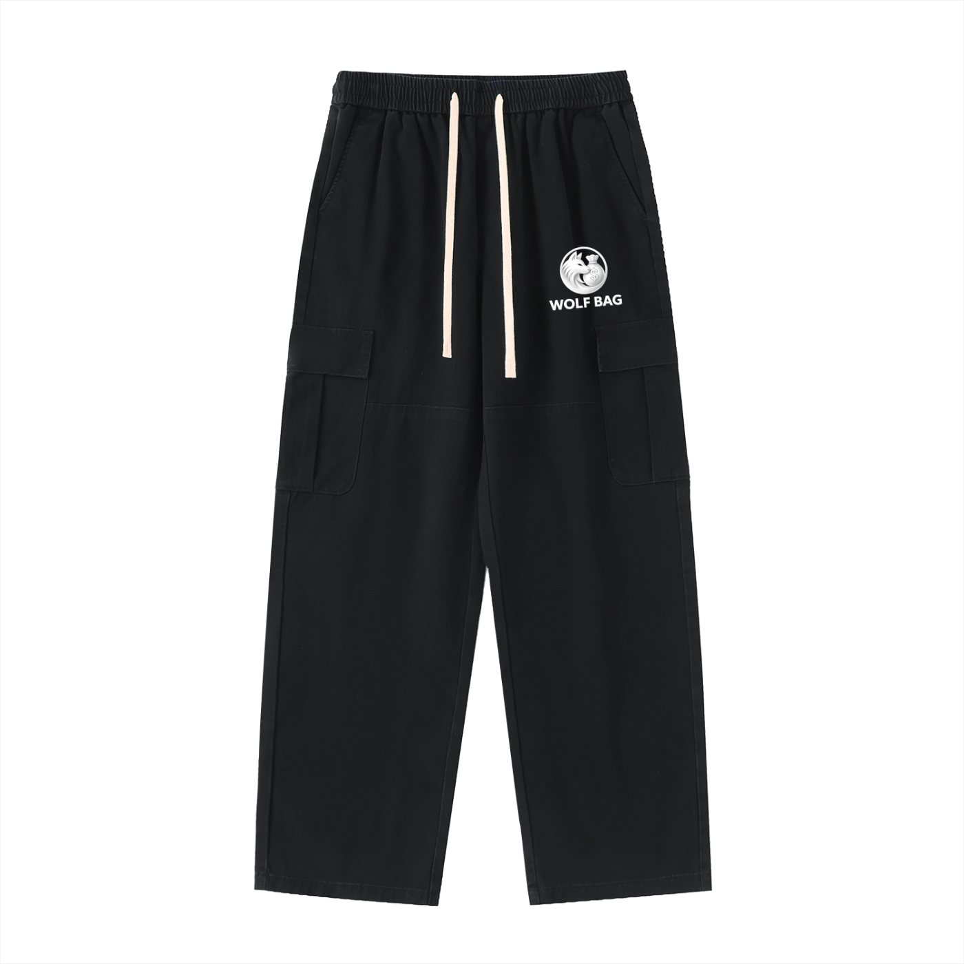 Drawstring Waist Straight-Leg Cargo Pants