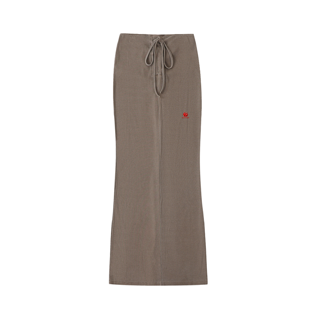 Dyed Washed Drawstring Maxi Skirt