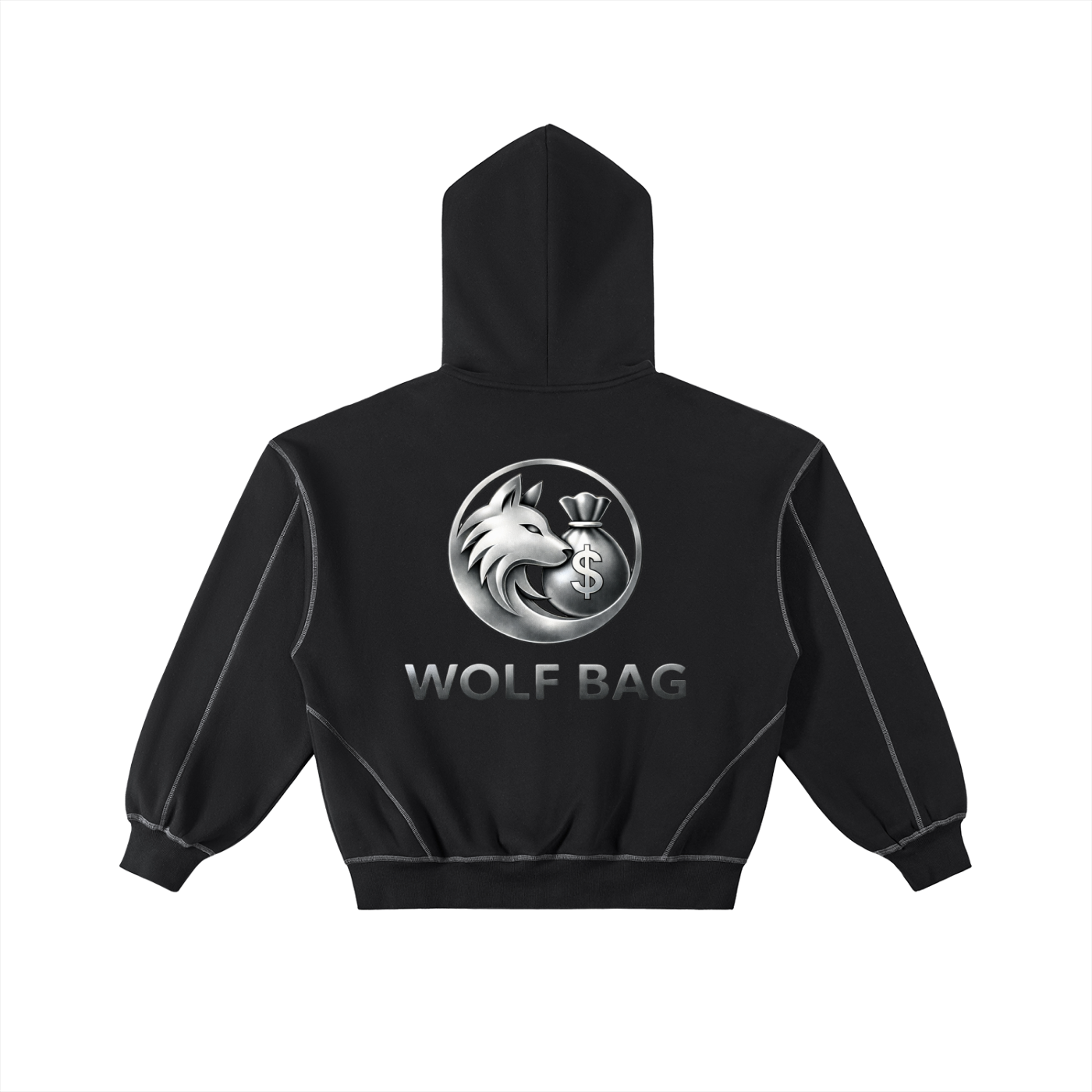 Contrast-Stitched Boxy Fleece Zip Hoodie