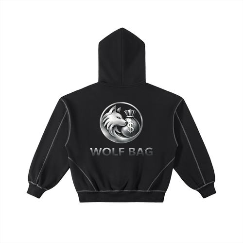 Contrast-Stitched Boxy Fleece Zip Hoodie