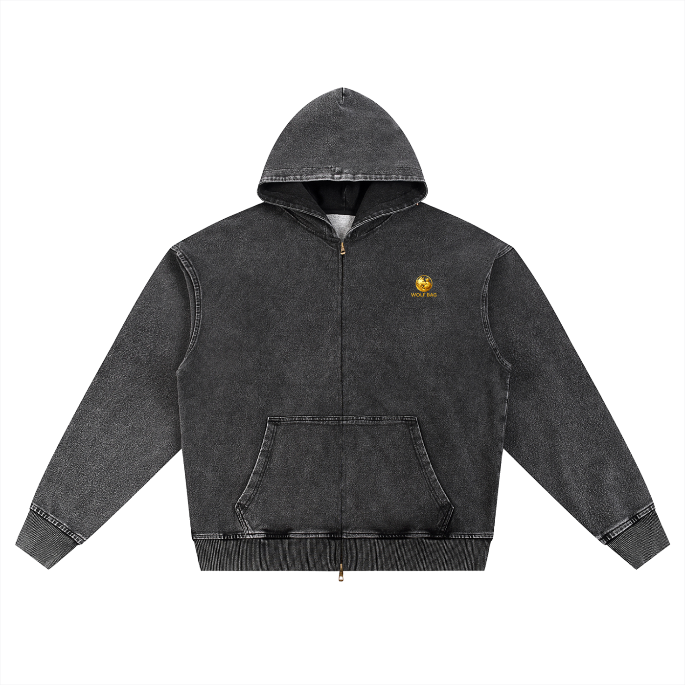 Snow Wash Oversized Zip-Up Hoodie