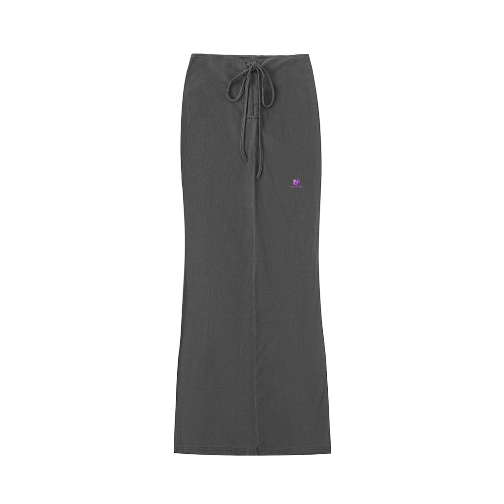 Dyed Washed Drawstring Maxi Skirt