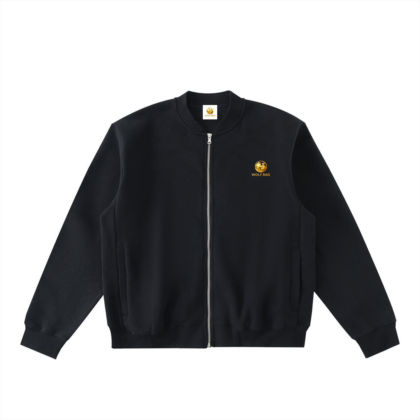 Essential Zip-Up Fleeced Varsity Jacket