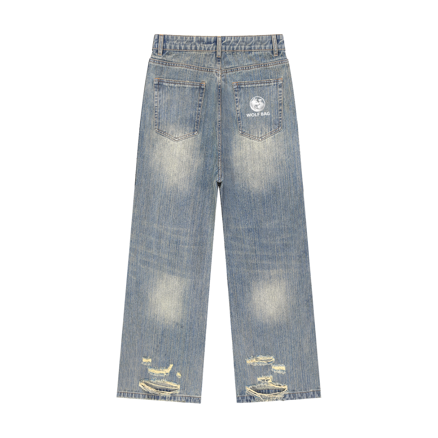 Vintage Wash Distressed Denim Jeans