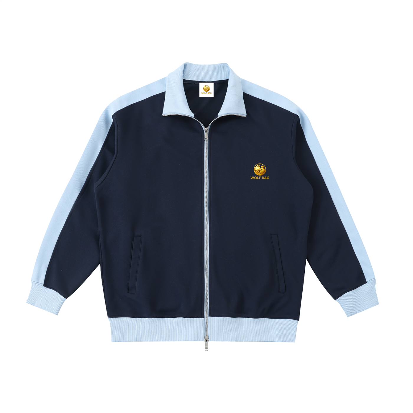 Contrast Trim Stand Collar Jacket
