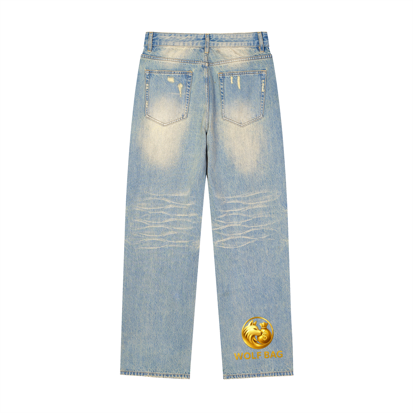 Sun Fade Raw Hem Denim Jeans