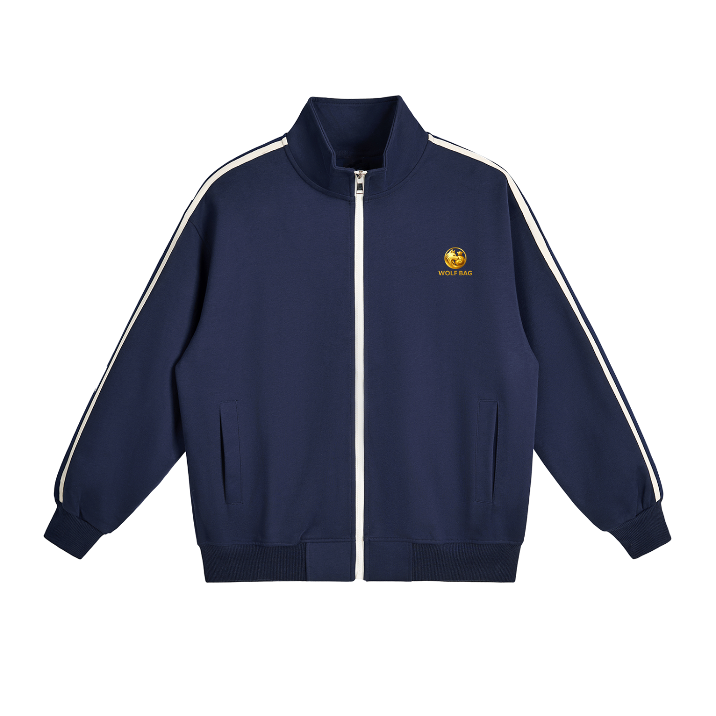 Contrast Side-Stripe Stand Collar  Jacket