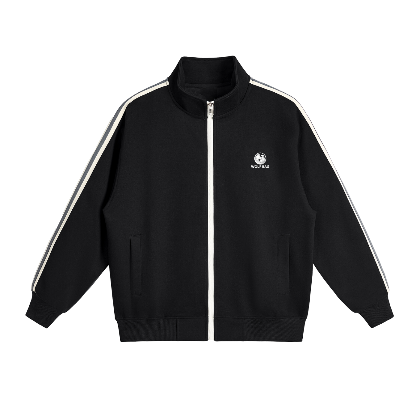 Contrast Side-Stripe Stand Collar  Jacket