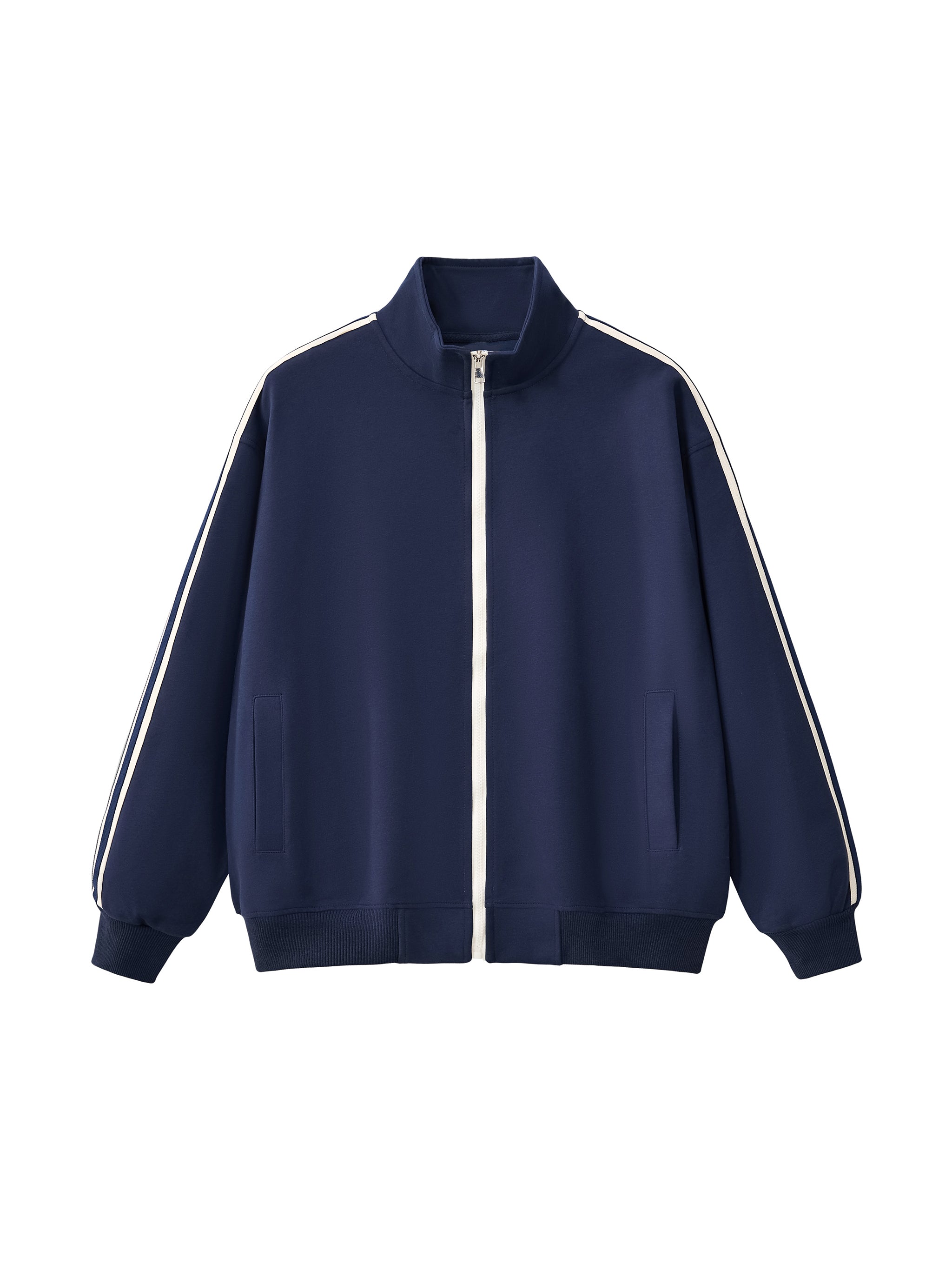 Contrast Side-Stripe Stand Collar  Jacket